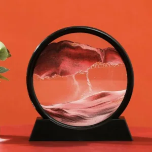 Crimson Horizon Rotating Sand Art Frame for Home Decor