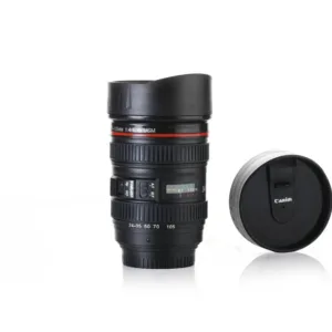 Camera Lens Shaped Coffee Mug Flask With Lid